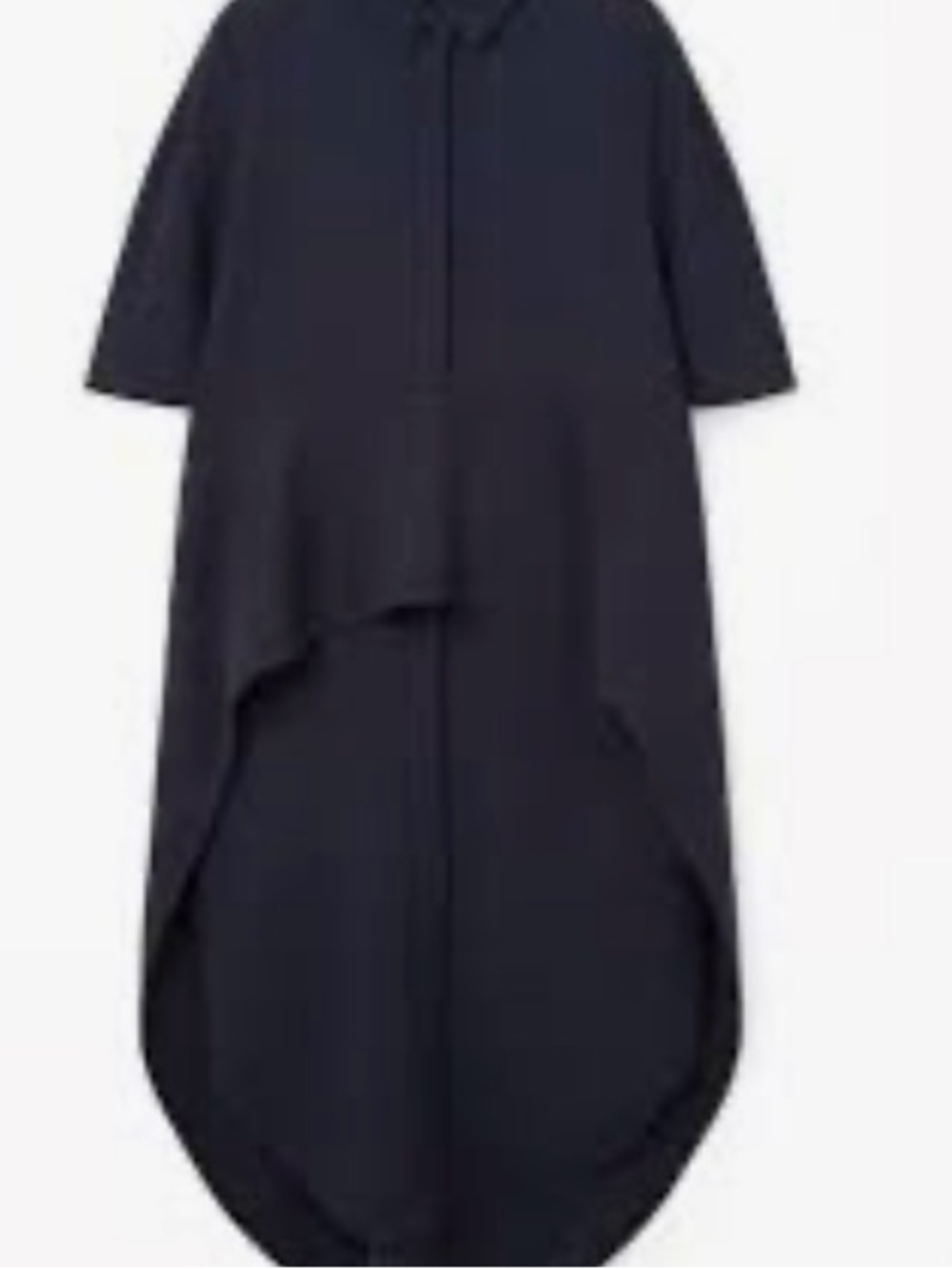 LN COS Navy 100% Wool Draped High-Low Shirt